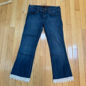 MYNK Lace Hem Bootcut Jeans – Size 27 – Blue Denim